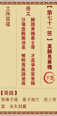 文殊菩萨灵签 第71签 原典签图
