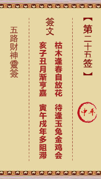 五路财神灵签 第25签 原典签图
